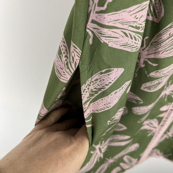 ModCloth Dragonfly Shift Dress Green Midi Shirt Sleeve Small​​​​ - Picture 6 of 7